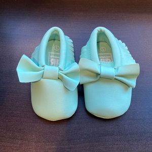 Teal Romirus Baby Moccasins
